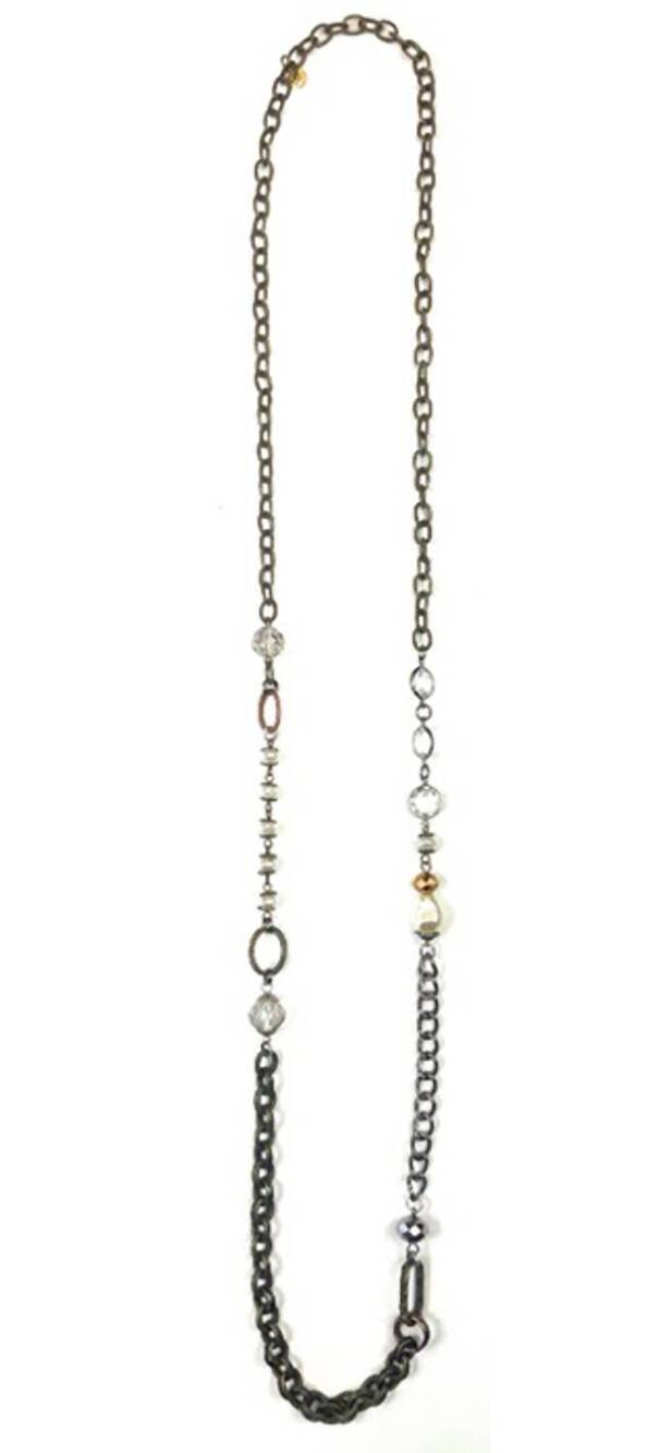 NEW LEGEND OR LIES women's beads long asymmetric chain in brass/mixed